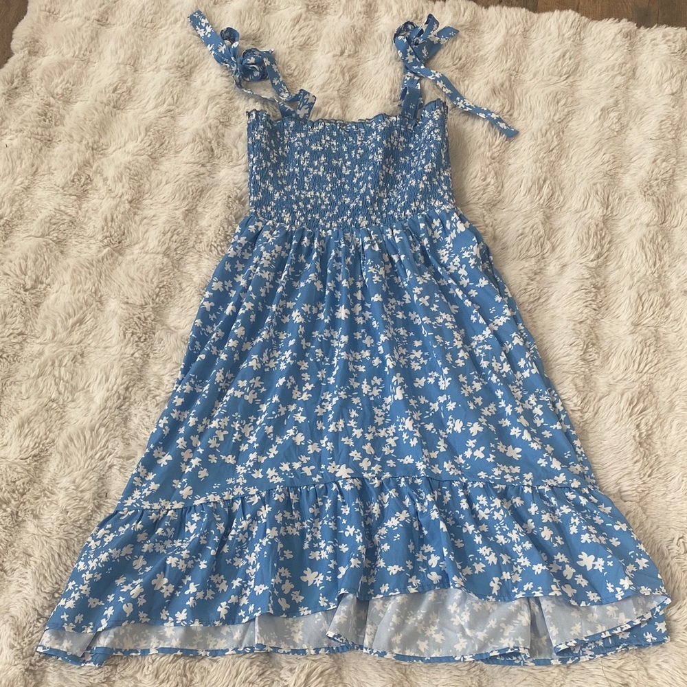 Woman’s Floral Blue Dress
